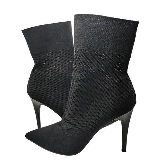 Brash Womens Sock Bootie Size 11 Stiletto Heel Ankle Pointed Toe Knit Gothic - Picture 1 of 7